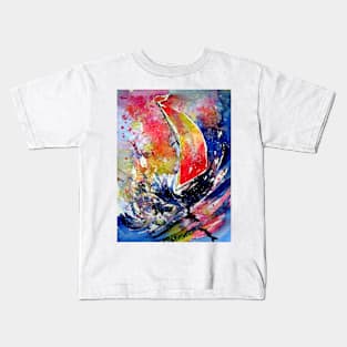 Sailboat at storm Kids T-Shirt